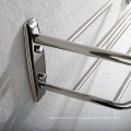 Durable Stainless Steel Bathroom Accessory Wall Mounted Towel Shelf with Brass Towel Bar